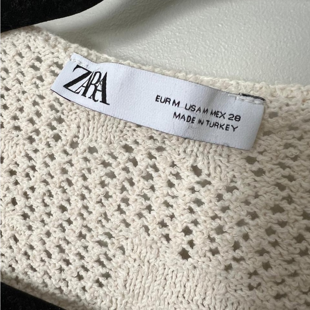 Zara Soft Cream Crochet Lace Button Cardigan Top - Picture 4 of 5